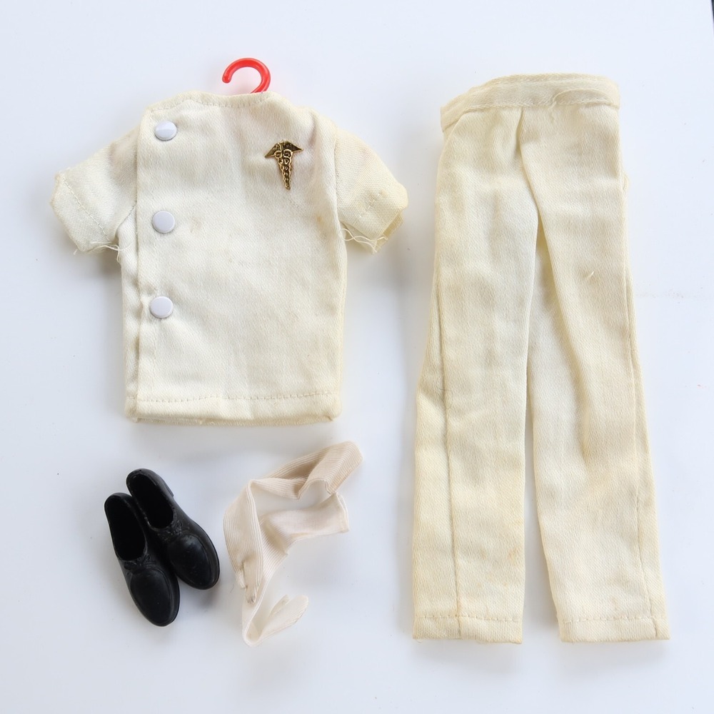 Vintage Ken Doll 3 Snap Doctor's‎ Shirt w Gold Caduceus Pants Shoe Socks Lot 60s